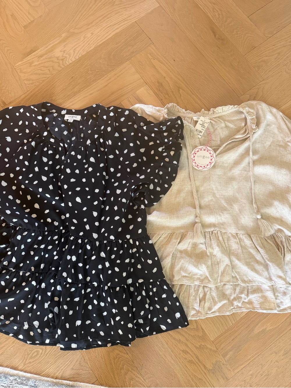2 Umgee Babydoll Peplum Tops NWT size small